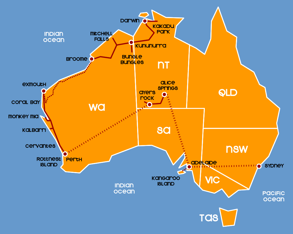 mappa tour australia
